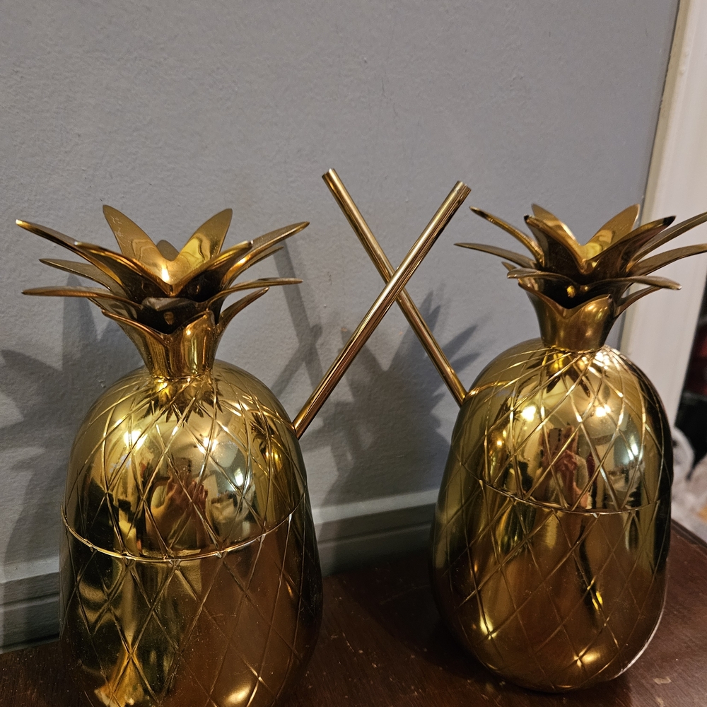 Elegant BRASS Pineapple Tumbler Set
